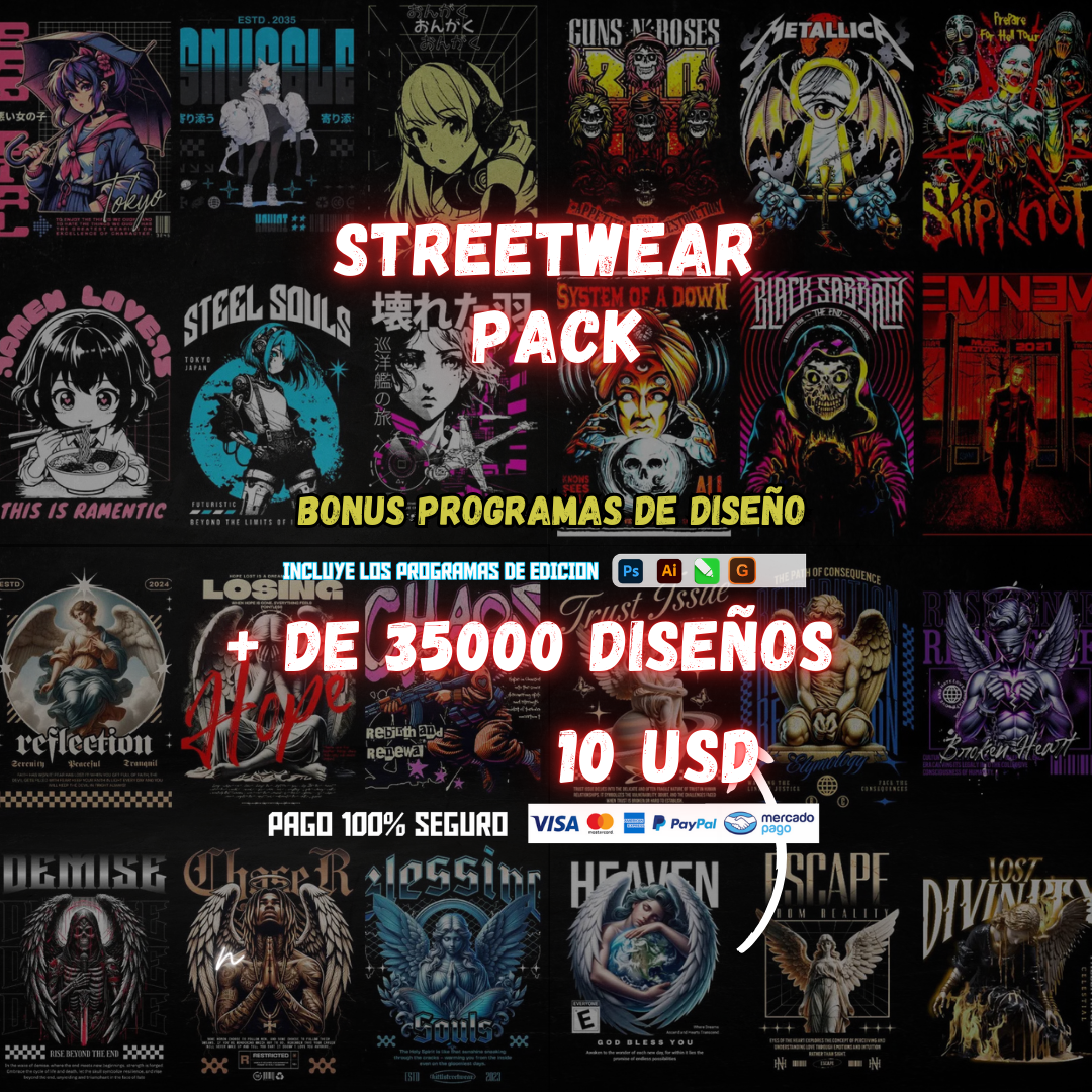 + DE 35 MIL DISEÑOS STREETWEAR EN TENDENCIA